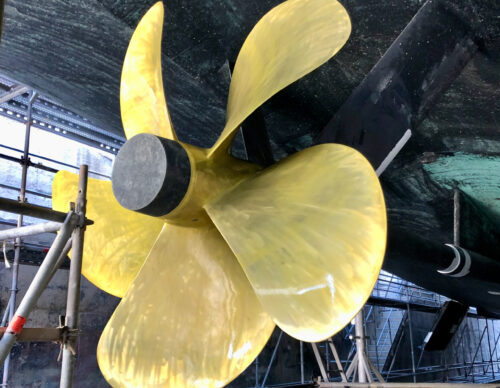 Superyacht propeller coated with PropOne Foul Release coating