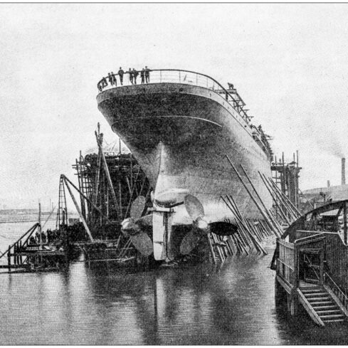 Antique photograph: Ship construction industry
